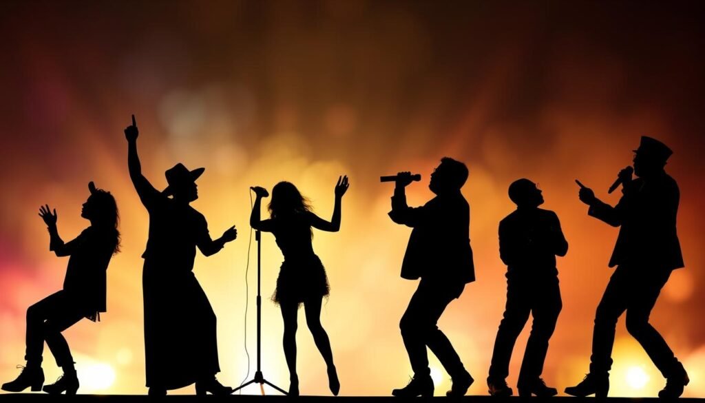 Postura de cantantes de diferentes géneros musicales