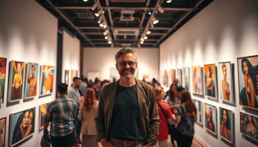 Artista en exposición de arte