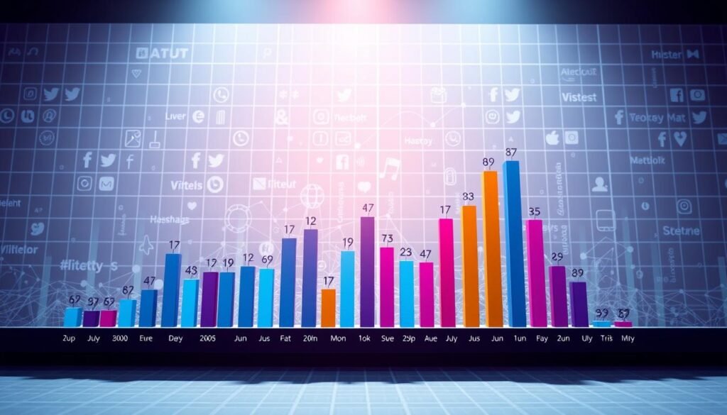 Frecuencia de hashtags en redes sociales